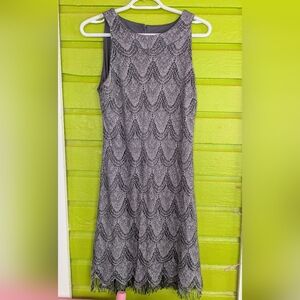 Sparkly Metallic Grey Flapper Sleeveless Dress Reitmans Medium. Made In Canada